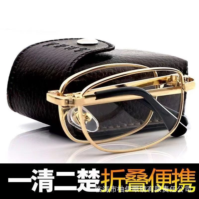 折疊老花眼鏡 - 高清遠近兩用智能防藍光超輕金屬框架