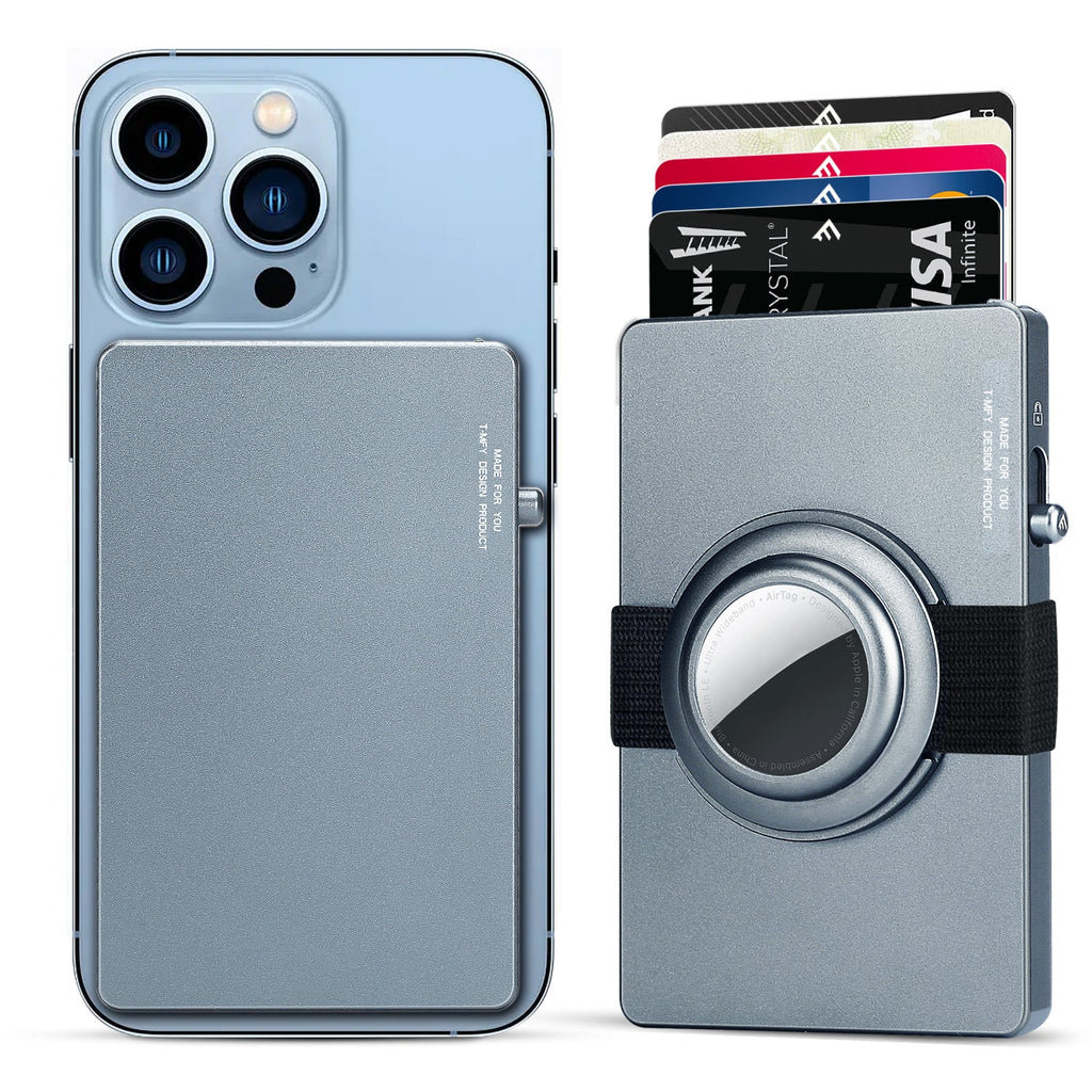 TOYFID All-Aluminum Pop Up Slide Rfid Slim Card Holder Wallet With Airtag Holder-6