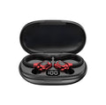 NNEDSZ Wireless Bluetooth Earphones With Charging Case - F8 - Red Double Ear-0