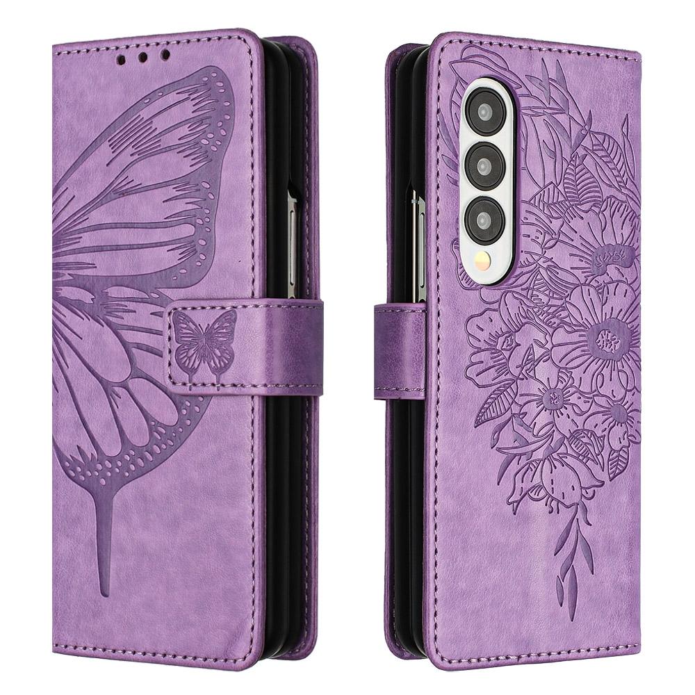 NNEDSZ Butterfly Embossed Leather Phone Case - Light Purple-0